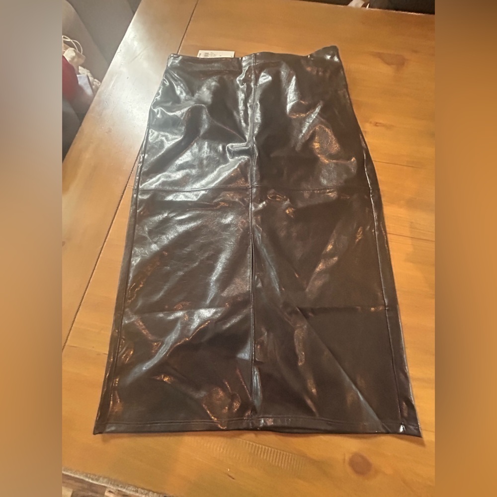 NWT A New Day Faux-Leather Midi Skirt Metallic - Picture 8 of 16